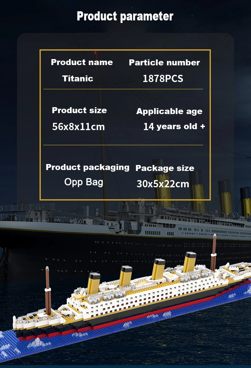 Titanic Giant Puzzle Kit Micro Blocchi Nave da Crociera Desktop Regalo Compleanno Bambini