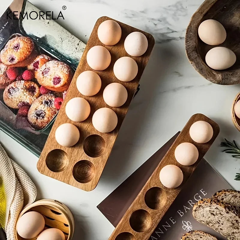KEMORELA Scatola Portauova In Legno Multiscomparto Per Uova Fresche Perfetta Per Cucinare Al Forno