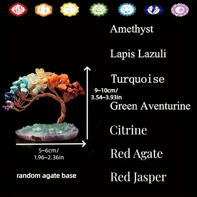 Albero Della Fortuna Feng Shui Cristallo Colorato Con Agata Naturale E Filo Di Rame Decorativo Per Casa Ufficio
