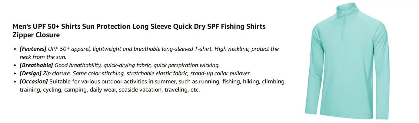 TACVASEN UPF50+ T-shirt con protezione UV Camicia da pesca leggera a maniche lunghe ad asciugatura rapida da uomo Escursionismo all'aperto Allenamento Protezioni