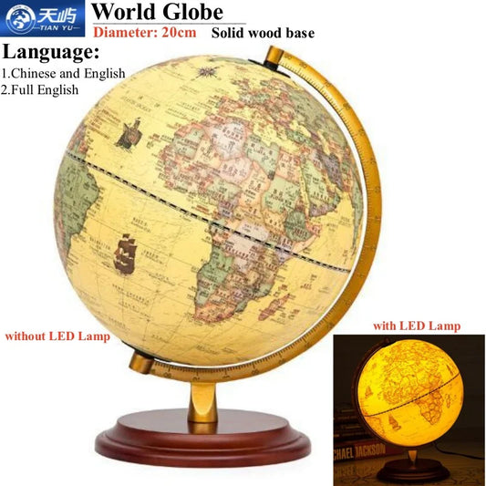 Sfera diametro 20cm globo del mondo inglese e cinese HD stampato lampada a LED globo classico Base in legno di sequoia ABS 360 ° artigianato del soggiorno