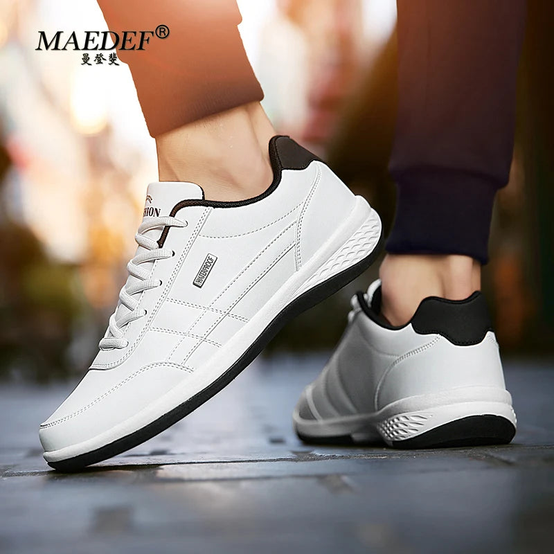 MAEDEF Scarpe Da Uomo Sneaker In Pelle Impermeabile Casual Calzature Stringate Vulcanizzate Comfort