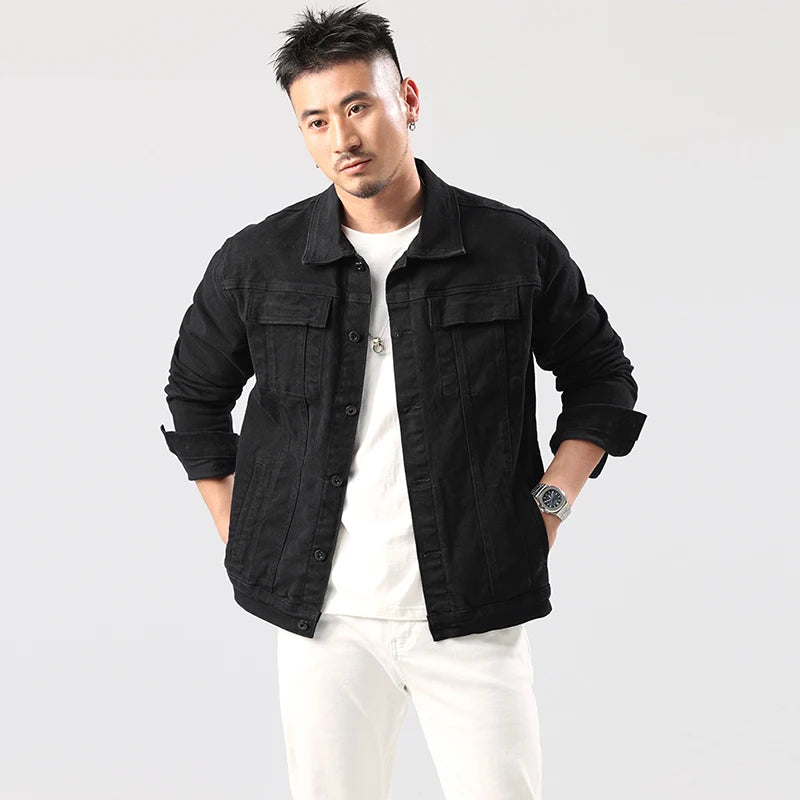Giacca Jeans Caramello da Uomo 2025 Primavera Autunno Nuovo Stile Slim Elasticizzata Classica Moda
