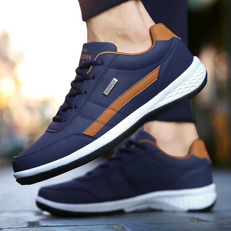 MAEDEF Scarpe Da Uomo Sneaker In Pelle Impermeabile Casual Calzature Stringate Vulcanizzate Comfort