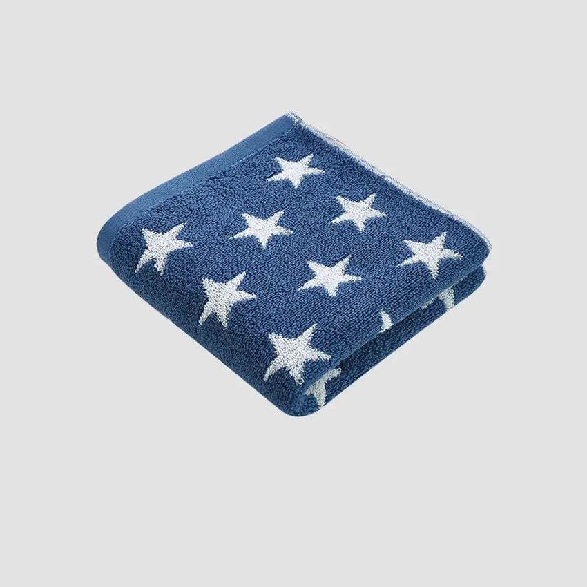 Asciugamano Viso In Cotone Morbido Stile Retrò Cuore Stelle Pois Super Assorbente 34x74 Cm Adulti E Bambini
