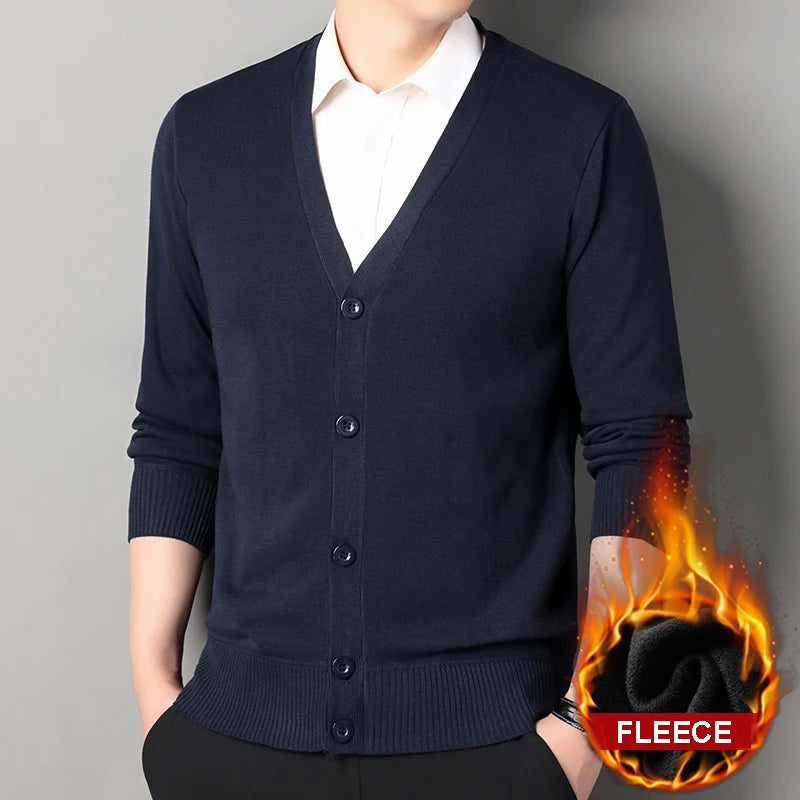 Cardigan In Pile Da Uomo Morbido E Caldo Lavorazione A Maglia Robusta Per Autunno Inverno Comfort Totale