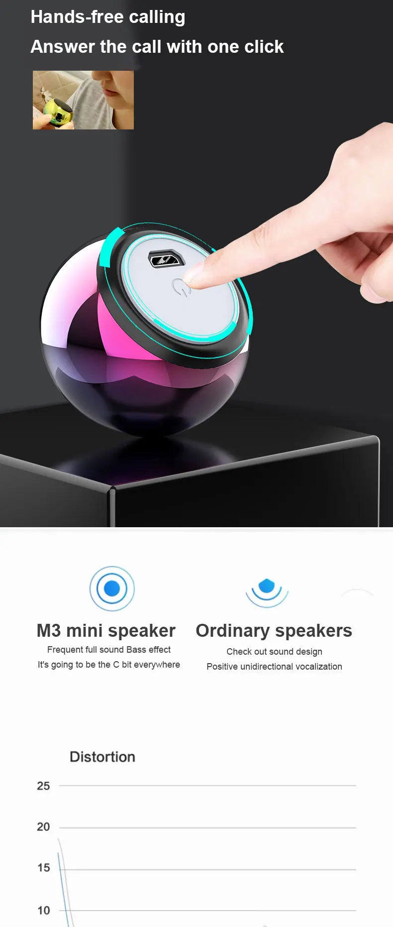Altoparlante Bluetooth Wireless M3 Sound Box Audience Subwoofer Surround Stereo Metallo Portatili