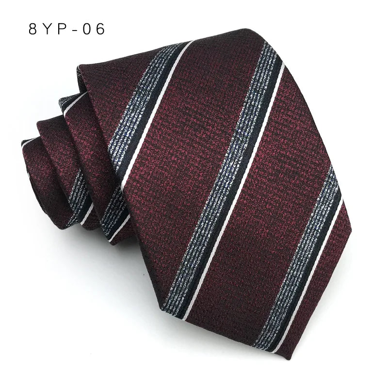 Cravatta Da Uomo 8 Cm In Poliestere Jacquard A Righe Classica Per Matrimonio E Affari Ascot YISHLINE