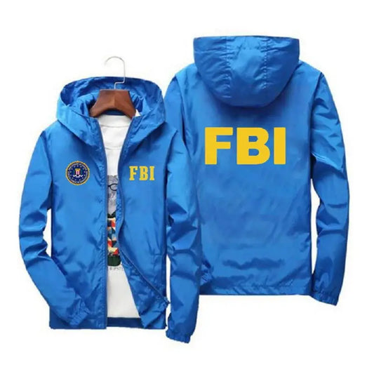 Nuova Giacca Uomo Sportiva Da Esterno Stampata FBI Alta Qualità Con Cappuccio Antivento Primaverile