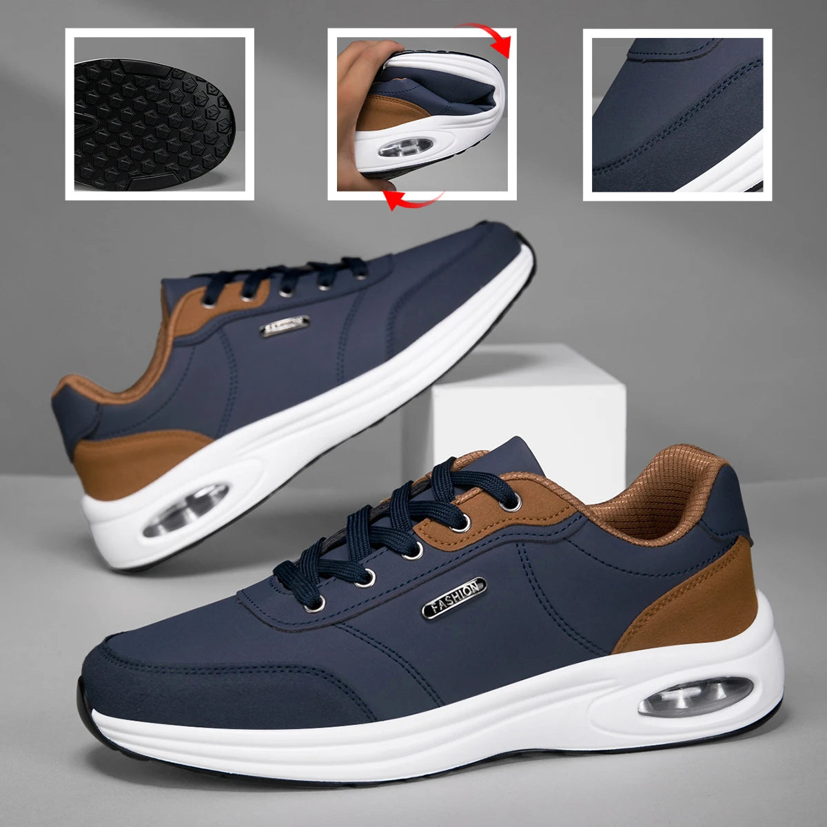 Scarpe Sportive Da Uomo Impermeabili In Pelle Casual Antiscivolo Da Passeggio E Tennis Con Aumento Di Altezza