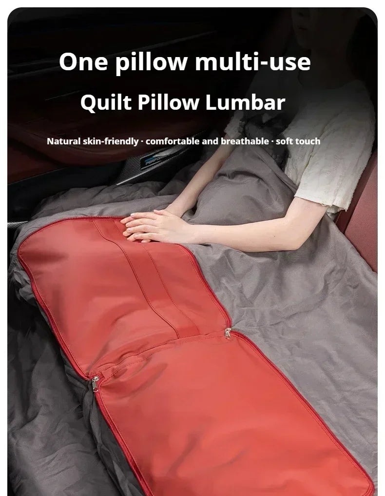 Cuscino Lombare Pieghevole Multifunzionale Per Auto Con Cuscino Trapuntato E Coperta Interna