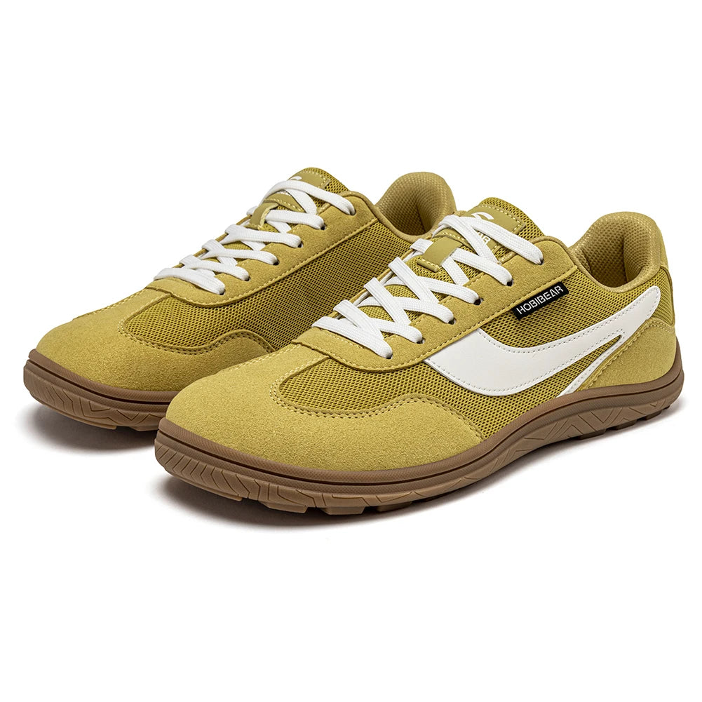Hobibear Scarpe Larghe a Piedi Nudi Minimaliste Uomo Donna Zero Drop Sneakers Passeggio Retrò Rete Pelle Artificiale