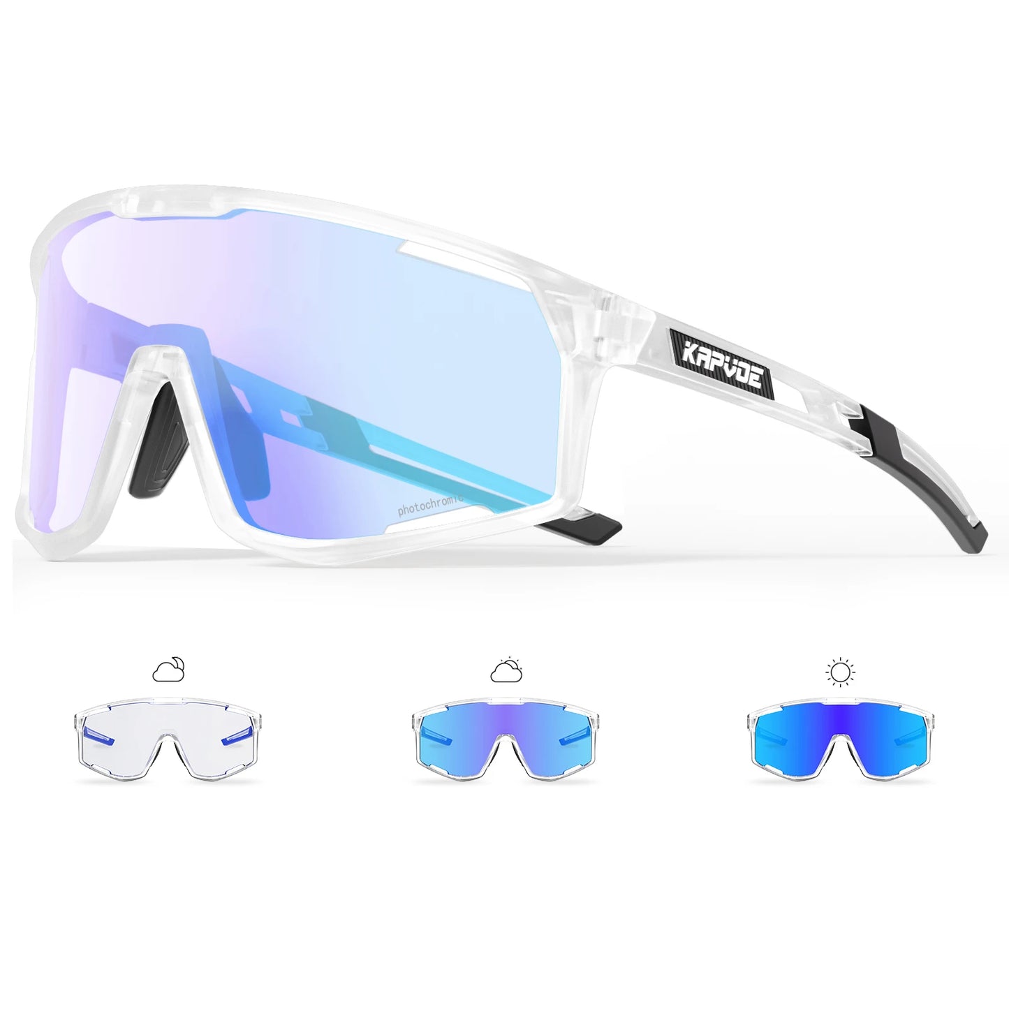 Kapvoe Occhiali Da Sole Fotocromatici Per Ciclismo UV400 Uomo Donna Esterni MTB Strada Escursionismo Occhiali Da Bici