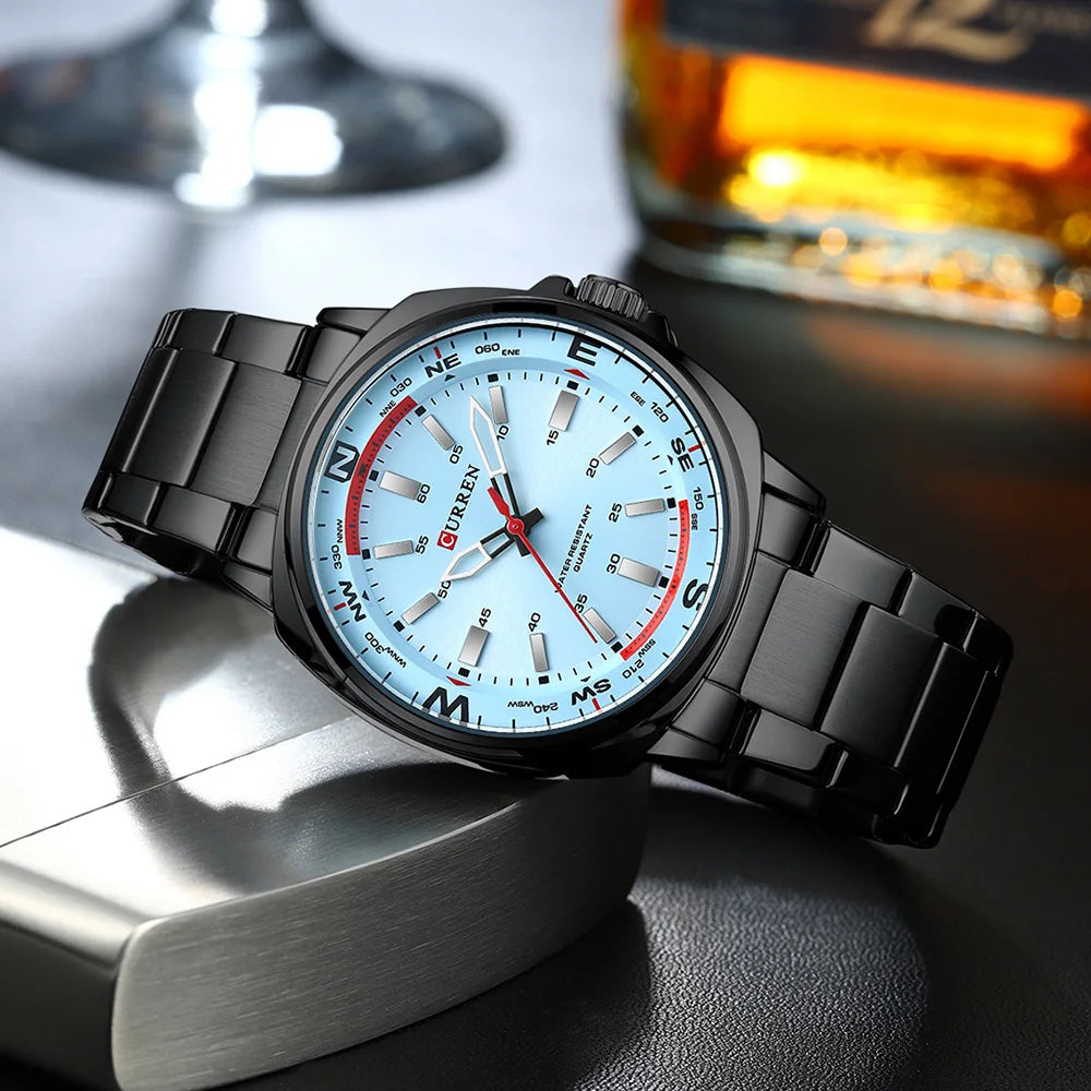 Curren Orologio Da Polso Da Uomo Quarzo Per Business Casual Con Cinturino In Acciaio Inossidabile Impermeabile 8455