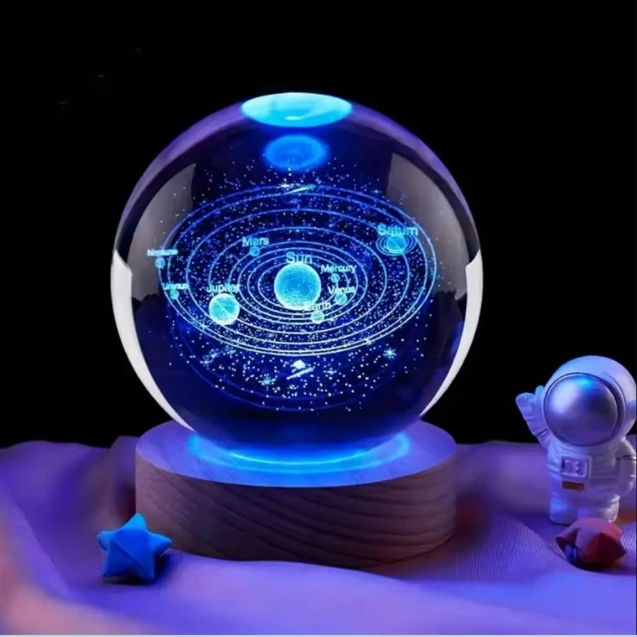 Decorazione Della Stanza Con Sfera Di Cristallo 3D E Base Led Per Luce Ambientale Nel Soggiorno