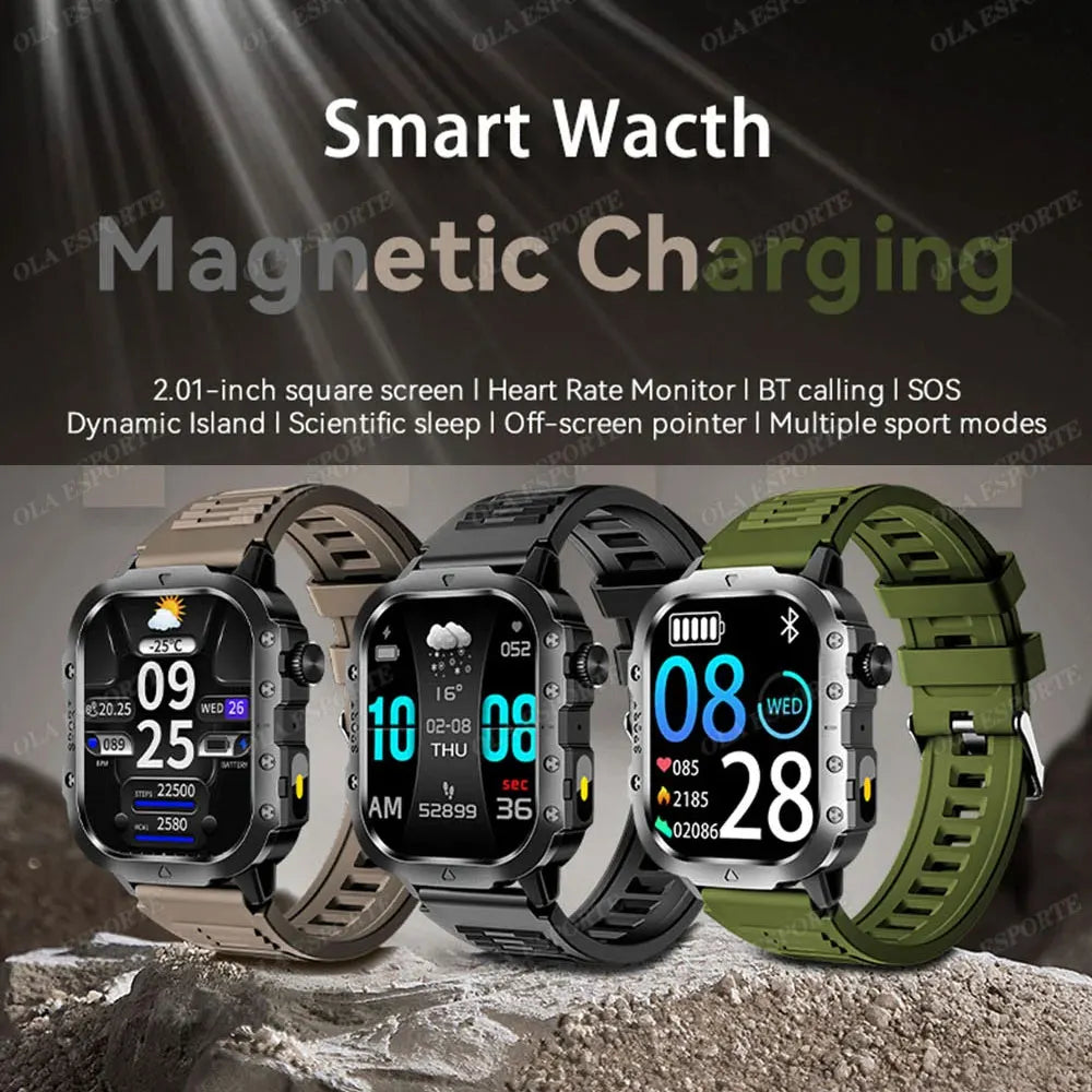 Smartwatch Militare Robusto 2026 Con GPS Chiamate Bluetooth Monitoraggio Salute Fitness Impermeabile 5ATM Per Uomo HW12