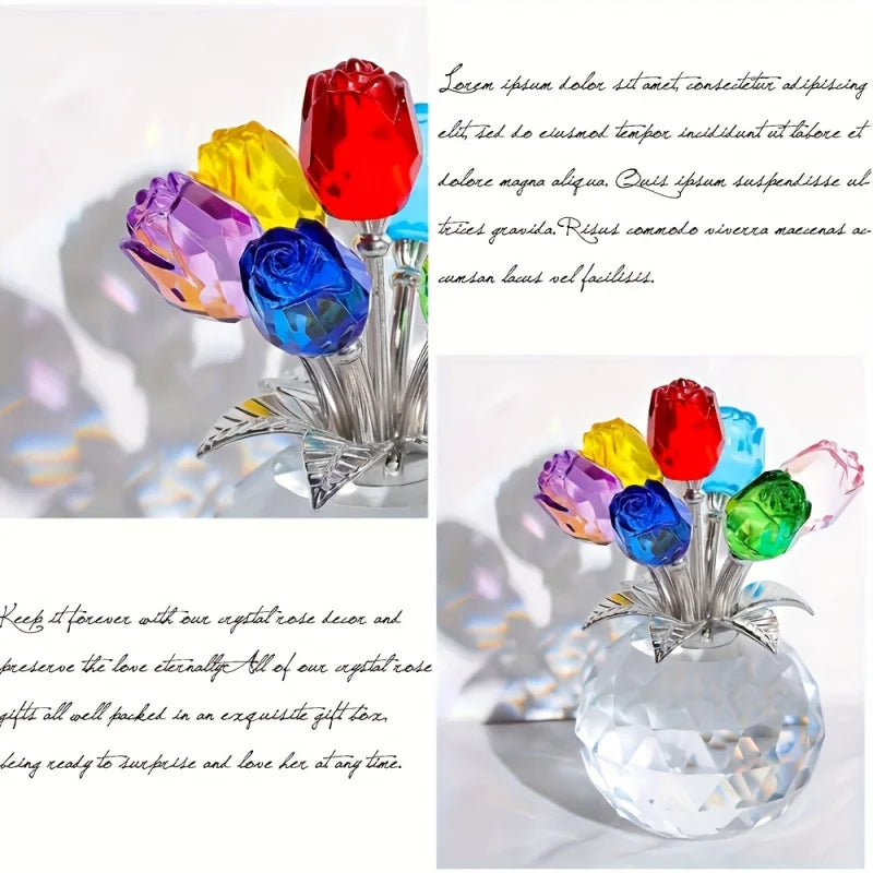Bouquet Di Rose Colorate In Cristallo Eterno Regalo Decorativo Per Anniversario Festa Della Mamma San Valentino