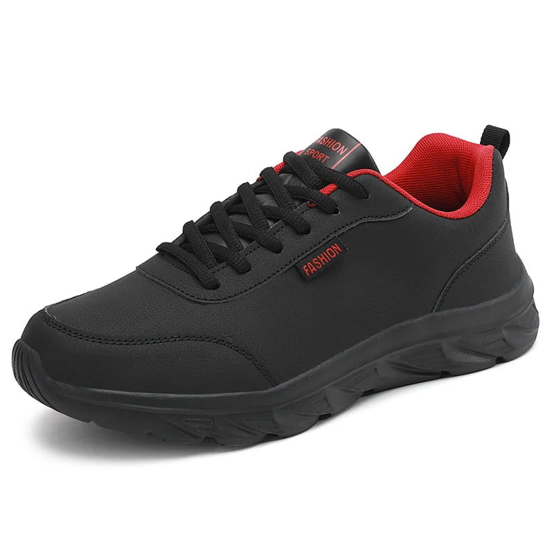 Scarpe da Corsa Uomo Impermeabili in Pelle Sneakers Sportive da Esterno Leggere per Passeggiata e Running