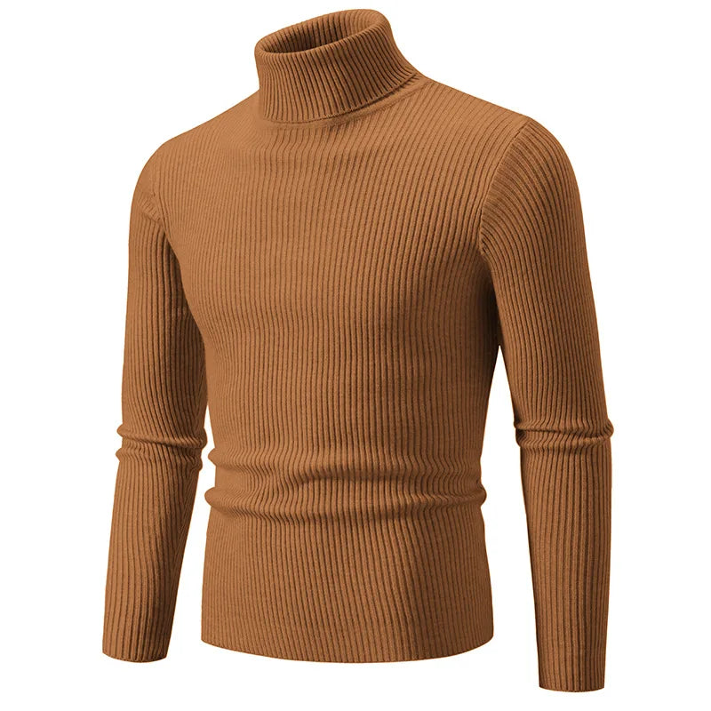 Pullover Da Uomo Dolcevita Lavorato A Maglia Solido Slim Fit Autunno Inverno Manica Intera Casual