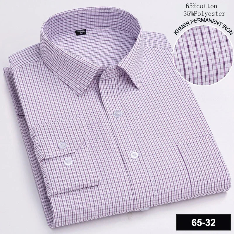 Novità Camicia Da Uomo Slim Fit Maniche Lunghe Formale Con Tasca Singola In Morbido Cotone Scozzese Per Ufficio