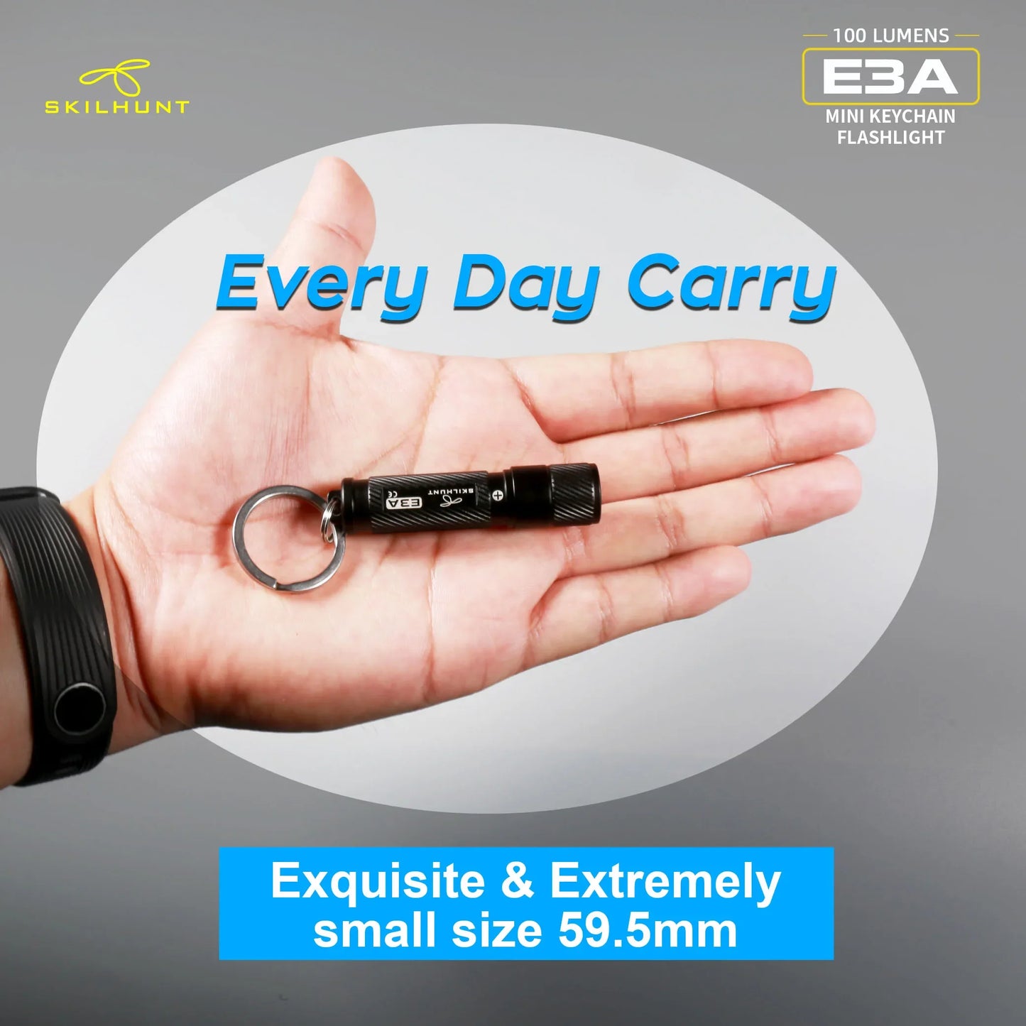 Skilhunt E3A Torcia LED Portachiavi EDC 100 Lumen AAA Mini Pocket Ricaricabile Compatibile