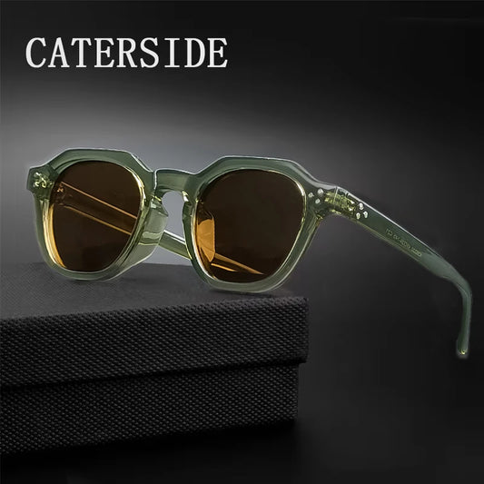 Occhiali Da Sole Polarizzati Retrò Unisex Caterside Ultraleggeri Montatura TR90 Poligonale Per Esterni Viaggio Di Qualità