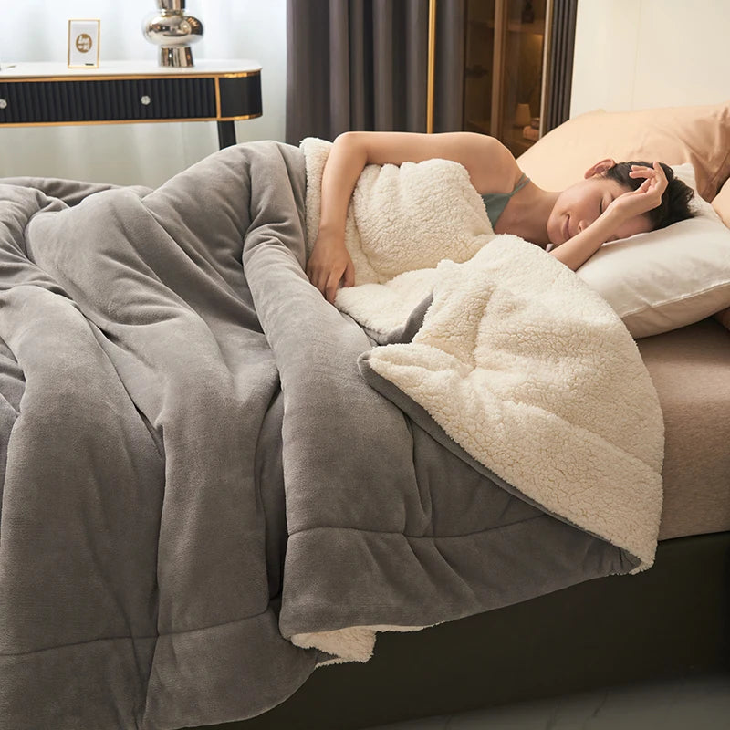 Coperta Invernale Calda E Spessa In Peluche Doppio Strato Pile Latte Flanella Morbida Per Divano Flurry