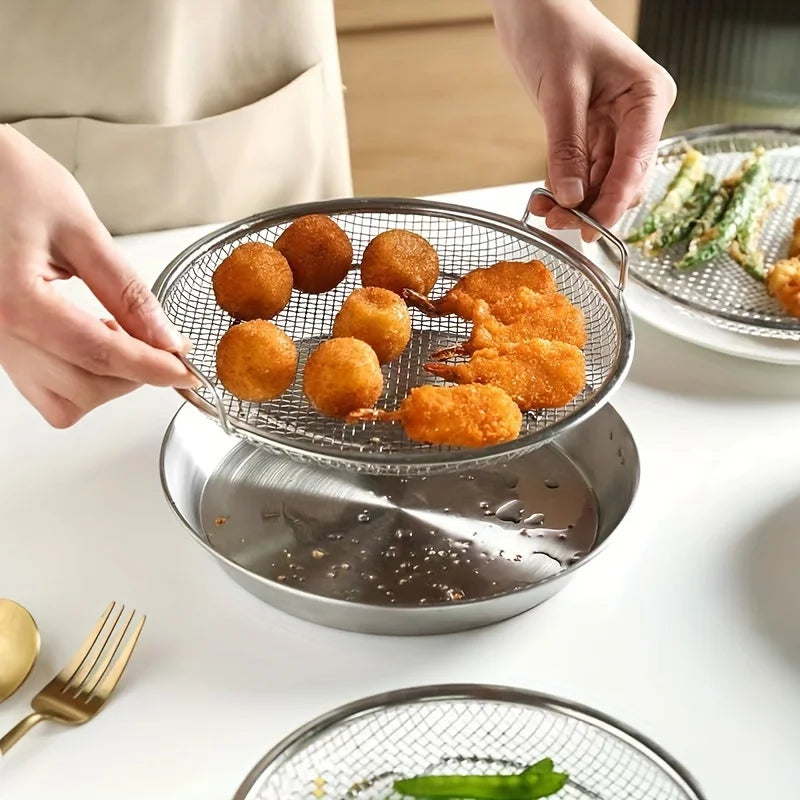 Vassoio Filtrante In Acciaio Inossidabile Cestino In Rete Rotondo Riutilizzabile Per Acqua Frutta Verdura Colino Cucina