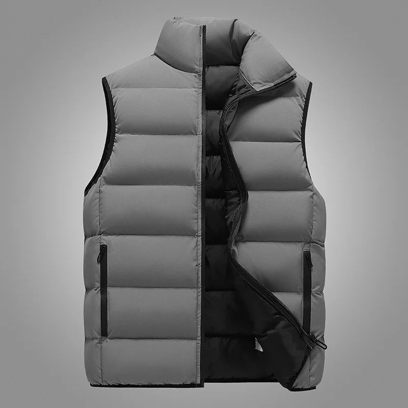 Gilet da Uomo con Colletto Rialzato Mandarino Elegante e Casual per Abiti Autunnali Invernali Spesso Caldo