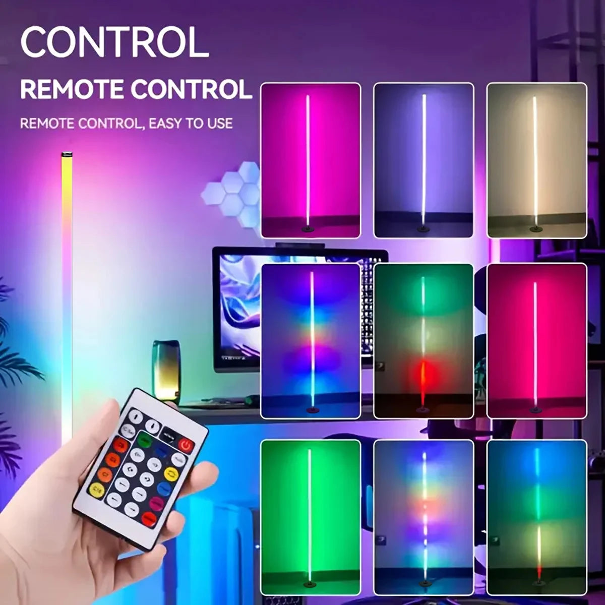 Lampada Da Terra RGB Intelligente Controllo App Telecomando Sincronizzazione Musicale Illuminazione Angolare Timer