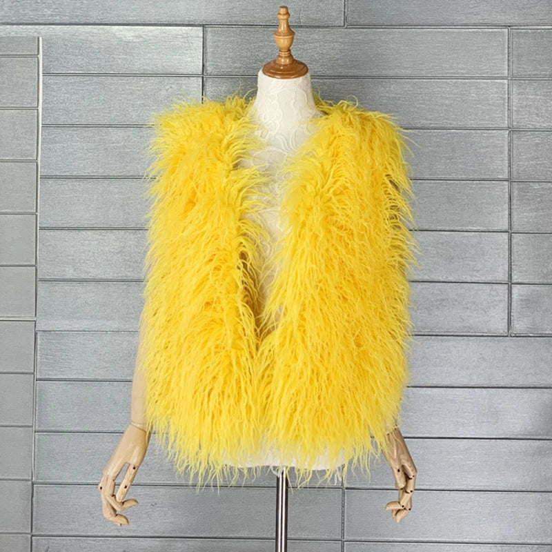 Gilet Di Pelliccia Sintetica Da Donna Lana Imitazione Caldo Senza Maniche Autunno Inverno 2025 Stile Elegante