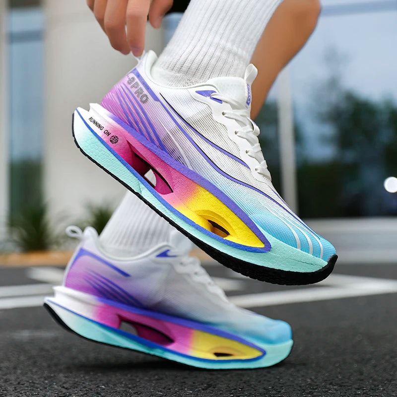 Scarpe da Corsa con Piastra in Carbonio per Maratona Unisex Traspiranti e Leggere Antiscivolo Sneakers Atletiche