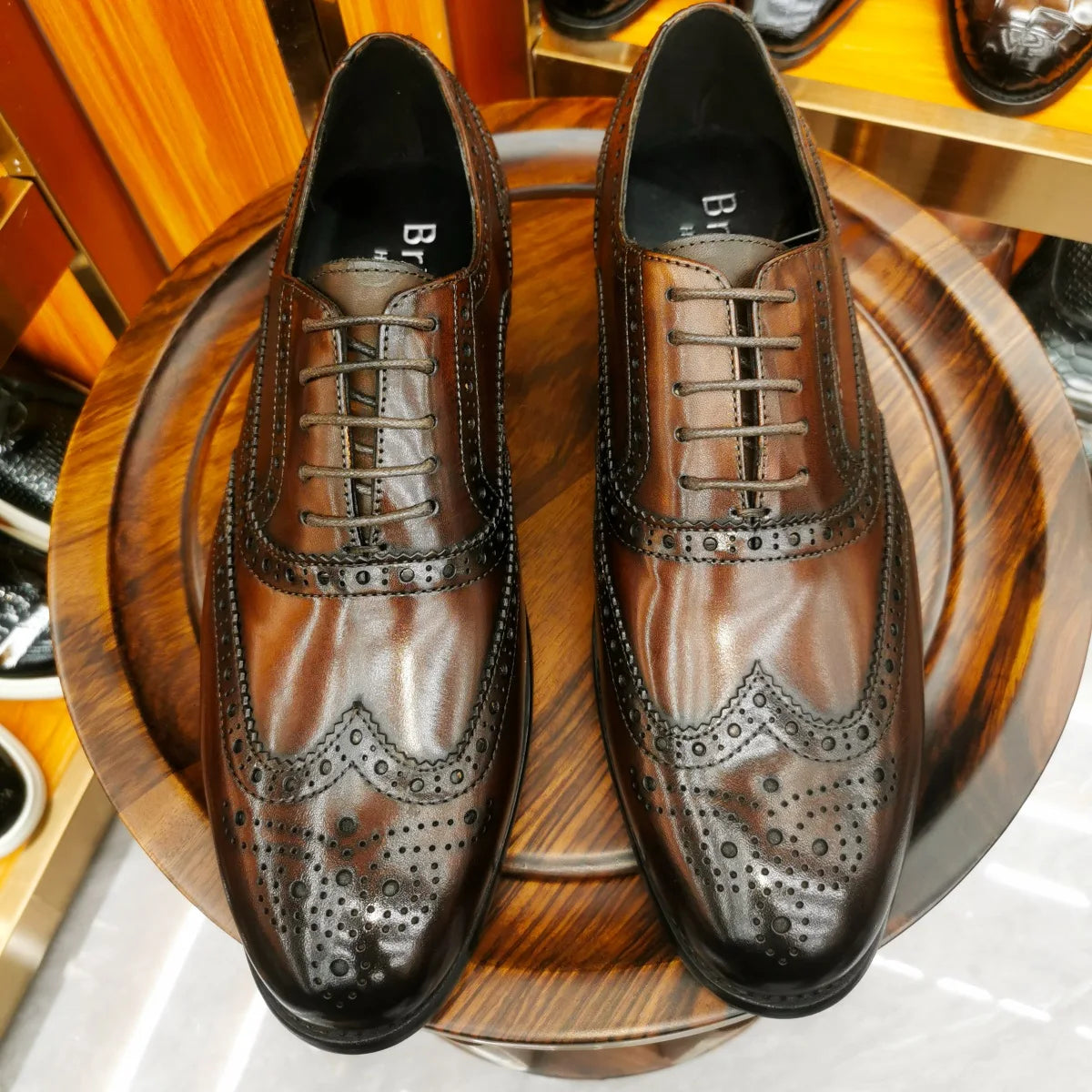 Scarpe Eleganti Da Uomo In Vera Pelle Brogue Punta Alare Oxford Con Lacci Per Matrimonio Nere E Marroni