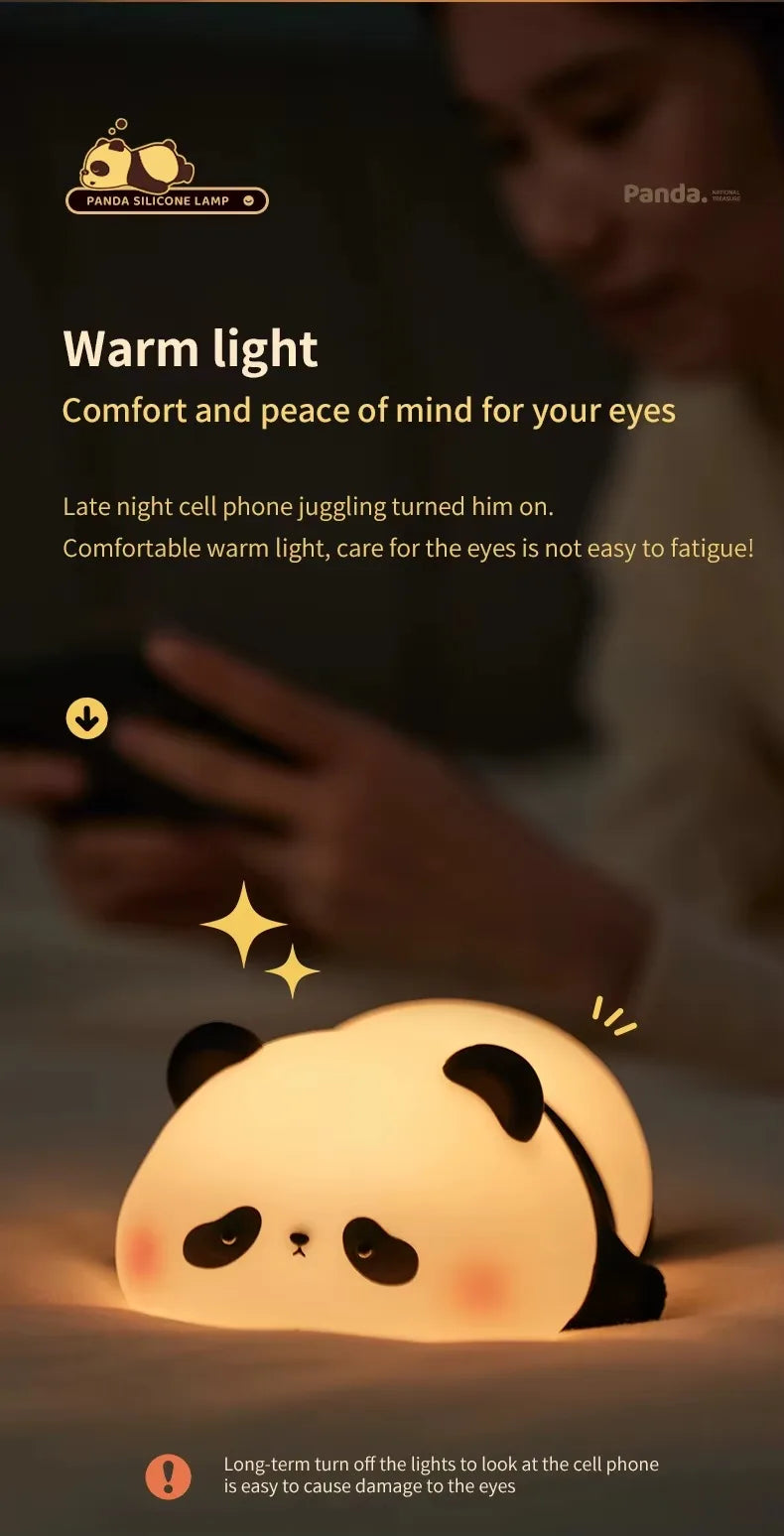 Lampada Notturna Panda Ricaricabile con Sensore Touch Silicone Dimmerabile Led per Comodino per Bambini Regalo