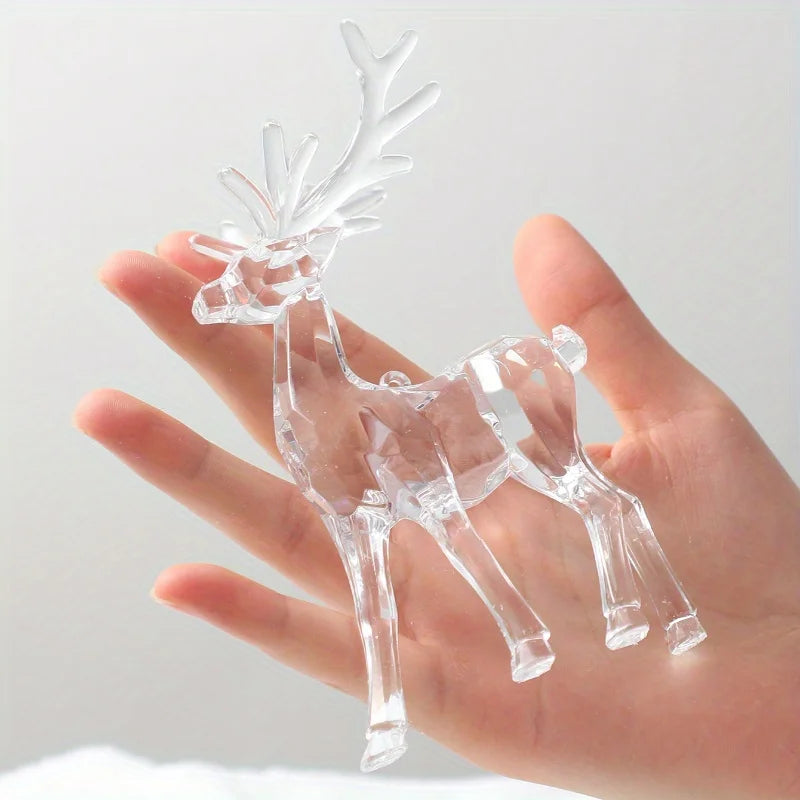 Figurina di Cervo in Plastica Trasparente Renna Ornamentale per Tavolo Decorazione Natalizia Scrivania Esposizione