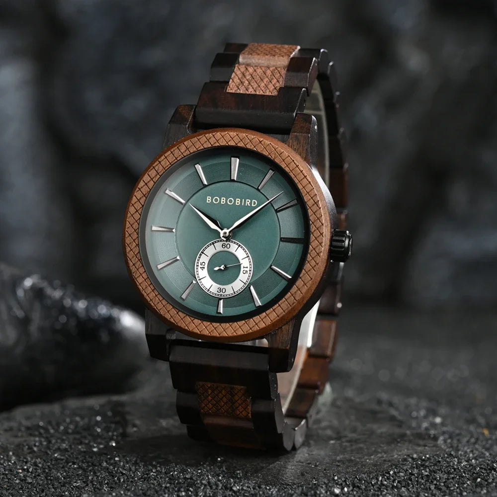 BOBOBIRD Orologio In Legno Da Uomo Personalizzato Nome Testo Sulla Custodia Posteriore Orologio Quarzo Scatola Regalo