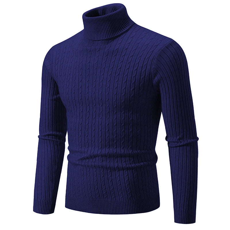 Maglione Dolcevita Uomo Lana Caldo Lavorato A Maglia Tinta Unita Inverno Casual Outdoor Top