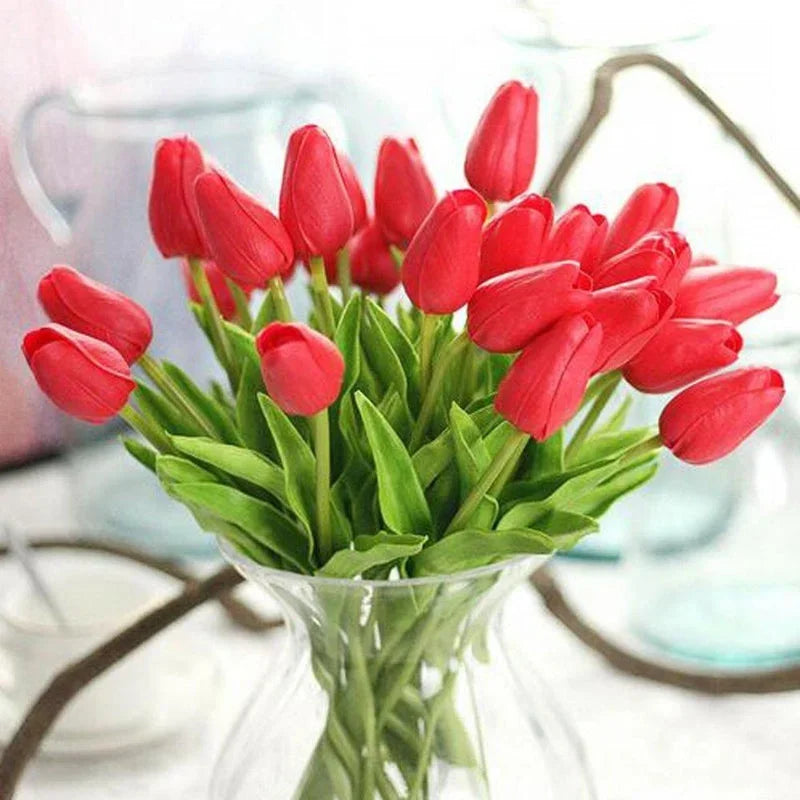 10 pezzi di fiori artificiali di tulipano, bouquet al tocco reale, fiori finti, decorazione per forniture di nozze, decorazioni per la casa, fiori di San Valentino