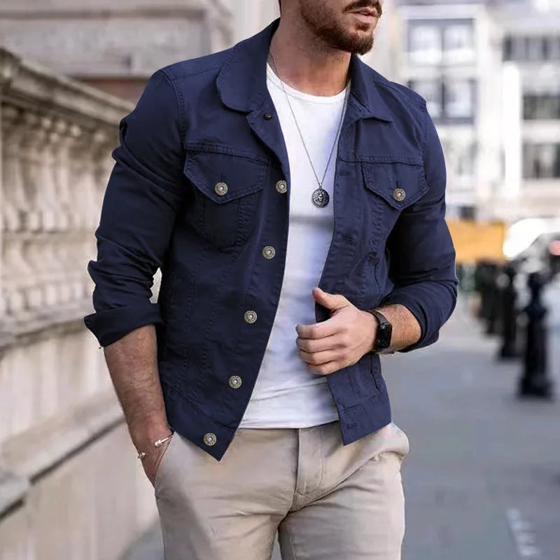 Giacche Jeans Uomo Slim Fit Hip Hop Streetwear Cotone Classico Abbigliamento Maschile Casual