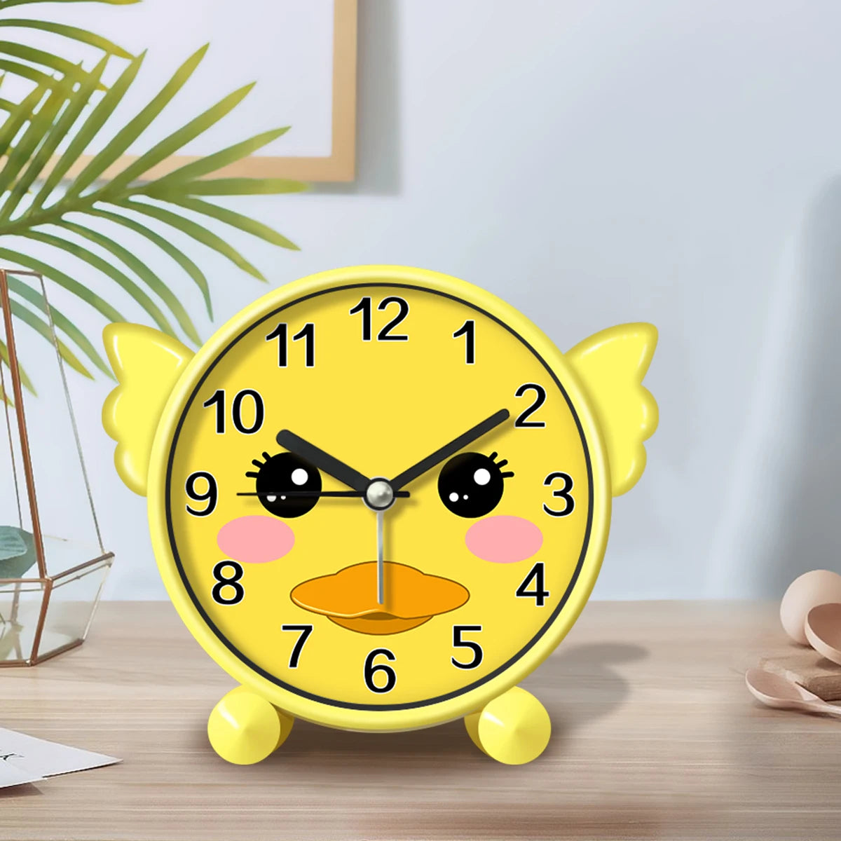 Sveglia Educativa per Bambini Carina Rotonda Silenziosa per Camera da Letto Desktop Decorazione Animale