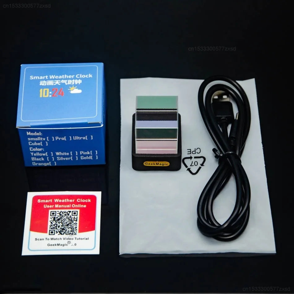 GeekMagic GifTV Crystal Cube Display Fotografico Stazione Meteorologica Intelligente Olografica Orologio Digitale Con Animazioni Regalo