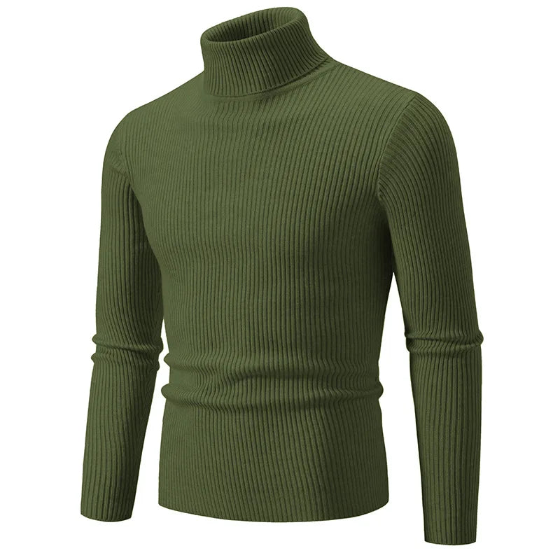 Pullover Da Uomo Dolcevita Lavorato A Maglia Solido Slim Fit Autunno Inverno Manica Intera Casual