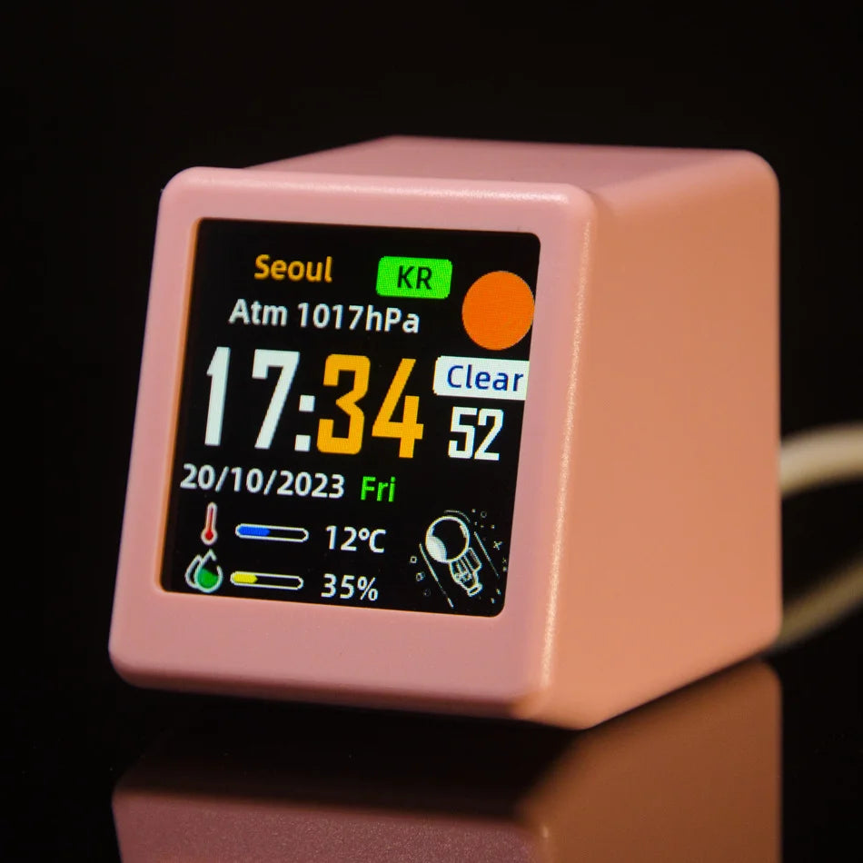 Orologio Stazione Meteo WiFi Ultra Intelligente GeekMagic Decorazione Letto Ora Dati Album Fotografico Gif Animazione
