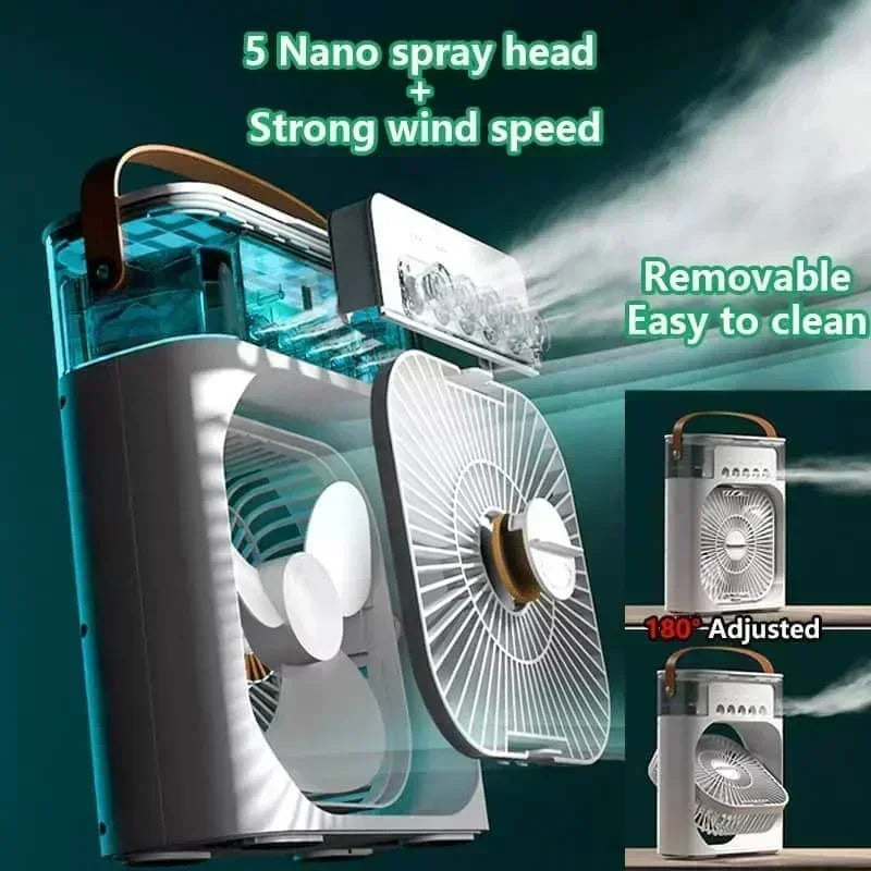 Ventilatore Portatile 3 In 1 Con Condizionatore D Aria Mini Raffreddamento Umidificatore LED Notturna Per Ufficio