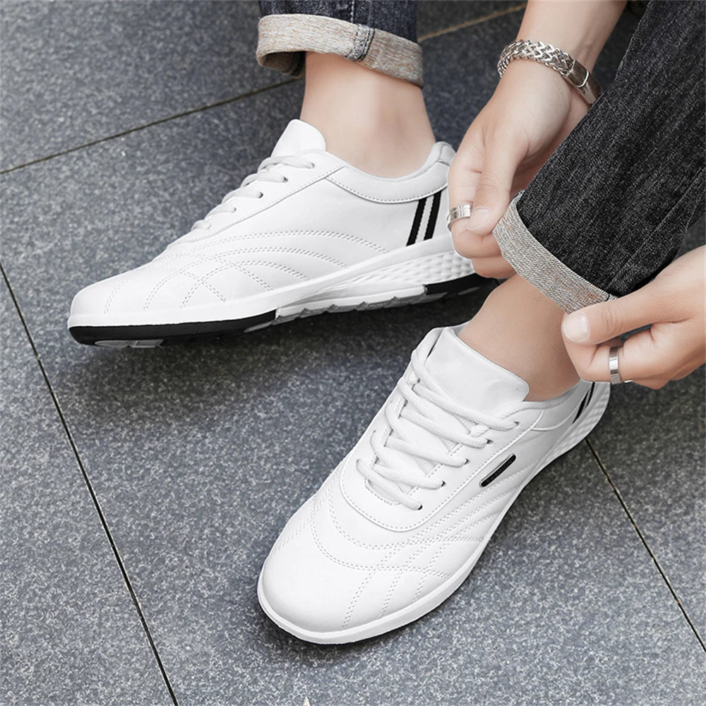 Scarpe Da Uomo Casual In Pelle Stringate Da Passeggio Per Esterni Bianco Nero Taglia 10