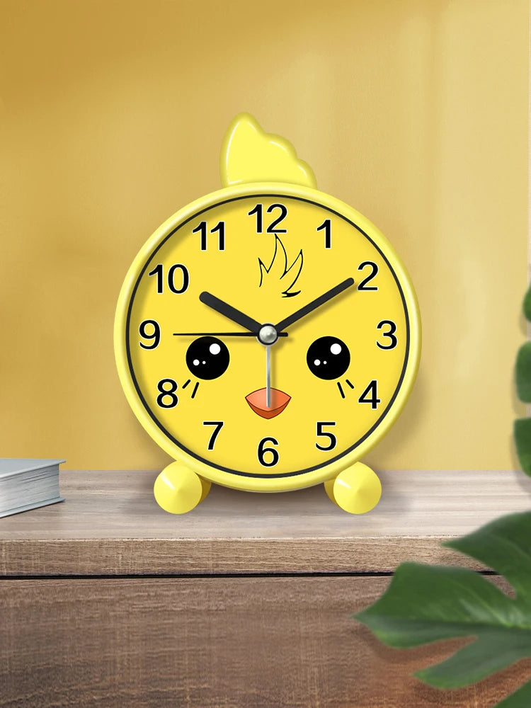 Sveglia Educativa per Bambini Carina Rotonda Silenziosa per Camera da Letto Desktop Decorazione Animale