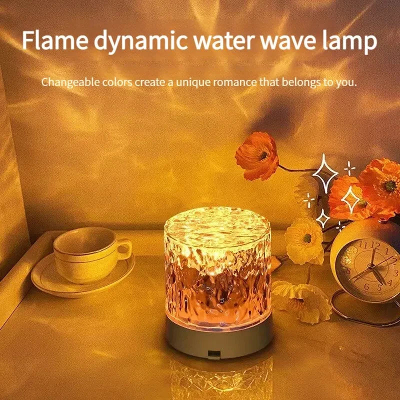 LED Water Ripple Light Luce Notturna in Cristallo RGB Dimmable Lampada da Tavolo Decorazione Casa Regalo Colorato