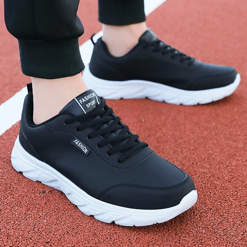 Scarpe da Corsa Uomo Impermeabili in Pelle Sneakers Sportive da Esterno Leggere per Passeggiata e Running