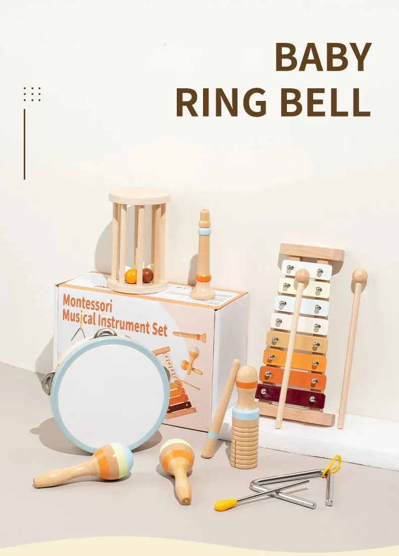 Set Strumenti Musicali Per Bambini In Legno Montessori Xilofono E Tamburo Regalo Educativo Per Età Prescolare 3 6 Anni