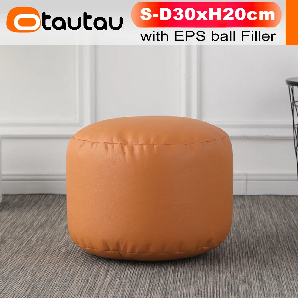 Otautau Beanbag Poggiapiedi Rotondo In Ecopelle Con Sedile Soffio D30xH20cm Sgabello Pouf Per Pavimento